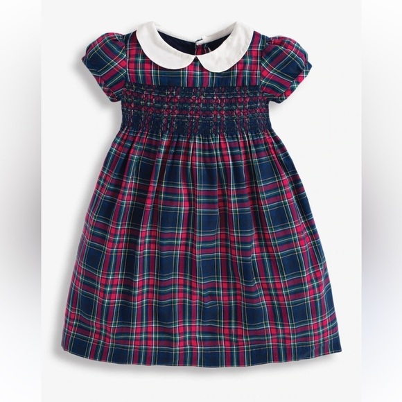 JoJo Maman Bebe Other - JoJo Maman Bébé Navy Smocked Tartan Party Dress red and blue plaid 4T 5T